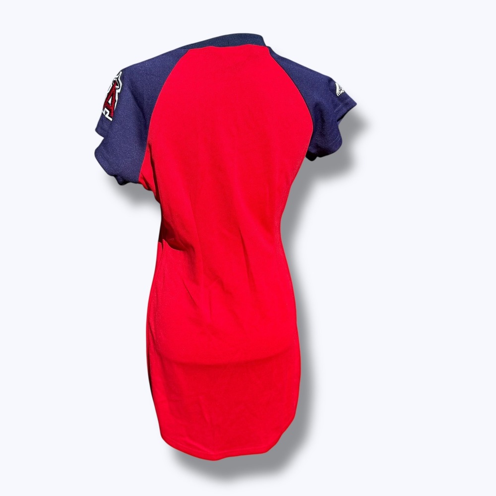 Majestic Angels Baseball Jersey Dress Red Navy Anaheim Los Angeles MLB Size M - Picture 10 of 10